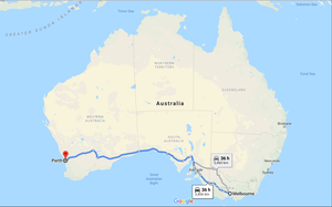 Melbourne to Perth - Drive Map