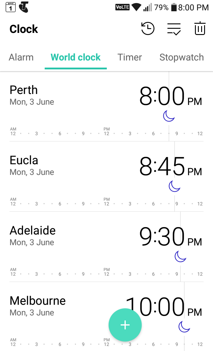 Clock App with 4 time zones