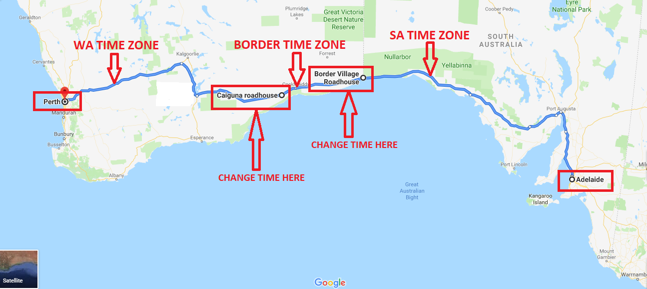 Time zones across the Nullarbor