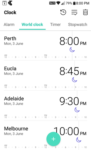 Clock App with 4 time zones