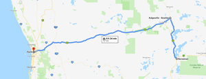 Drive map - Norseman (WA) to Perth (WA) inland route