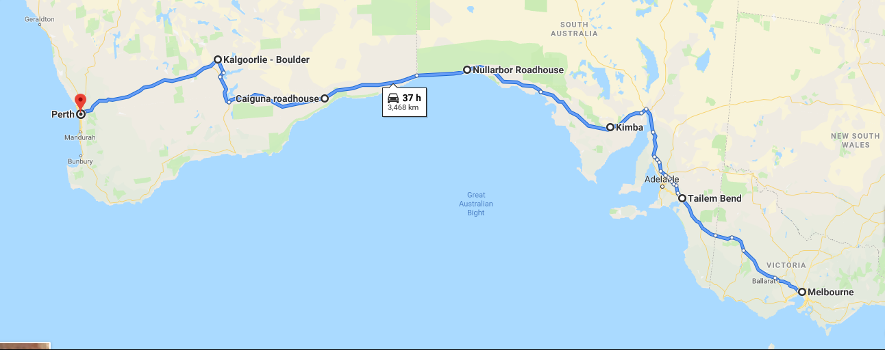 6 days drive itinerary - Melbourne to Perth